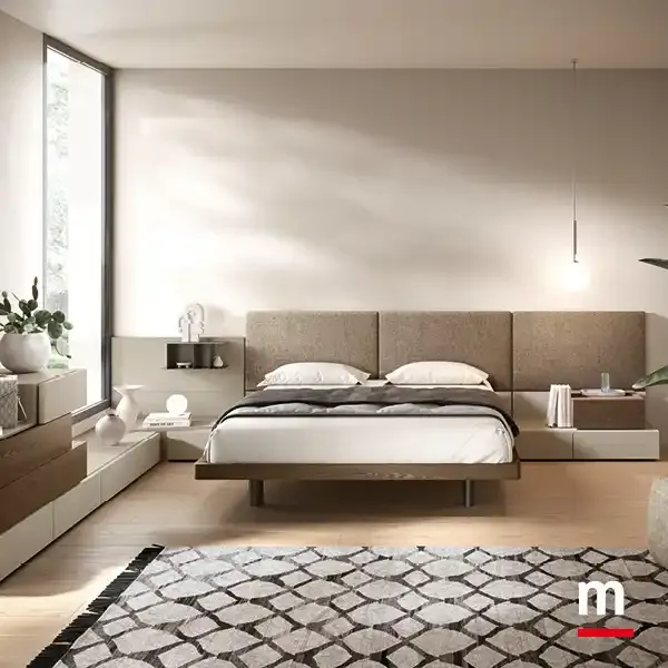 Letto Puzzle con testata imbottita estesa, camera Modula M17 Moretti Compact