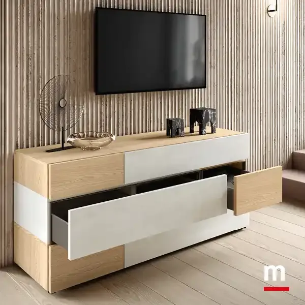 Comò Modula M18 Moretti Compact con cassetto aperto