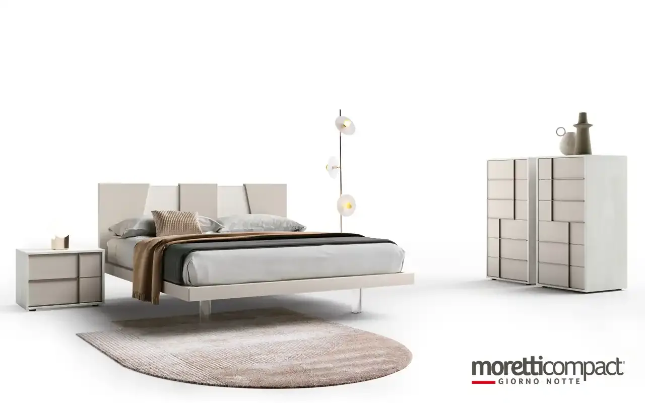 Camera da letto Profile P11 Moretti Compact chiara con letto Clif e settimino
