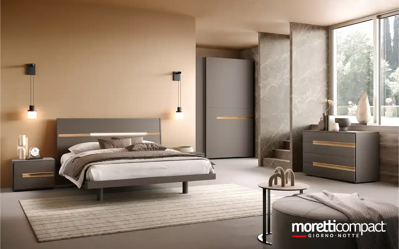 Camera da letto Solano S13 Moretti Compact cacao con letto Gleam