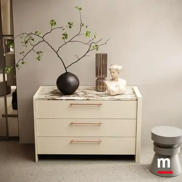 Comò Carry Y13 Moretti Compact crema con top effetto pietra