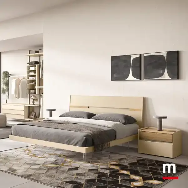 Letto Gleam e comodino Brize, camera Z12 Moretti Compact