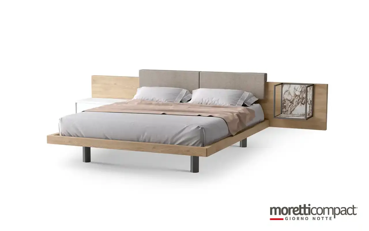 Letto Wall Panel 1 Moretti Compact con cuscini e comodini sospesi