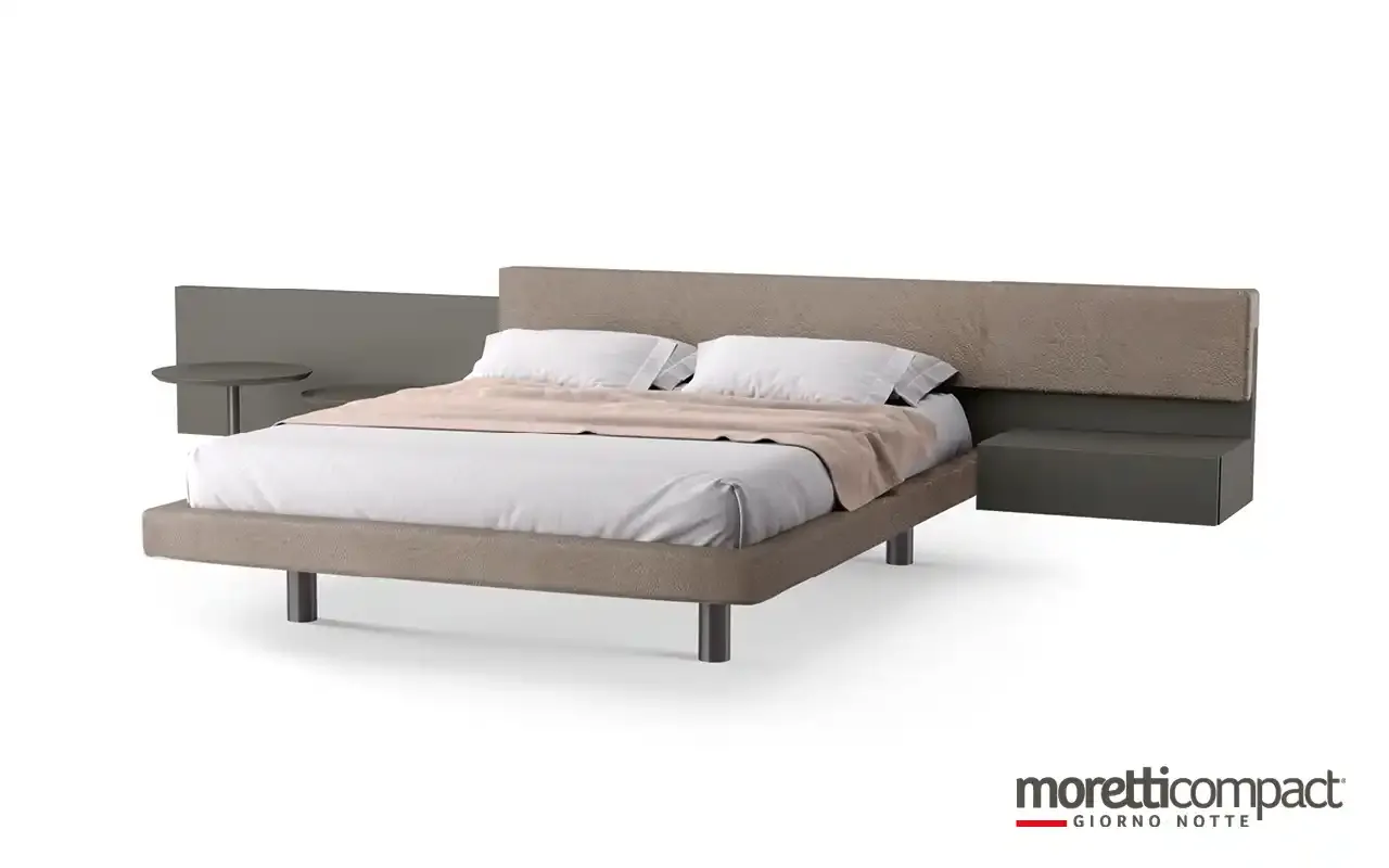 Letto Wall Panel 2 Moretti Compact con testata lunga e comodini