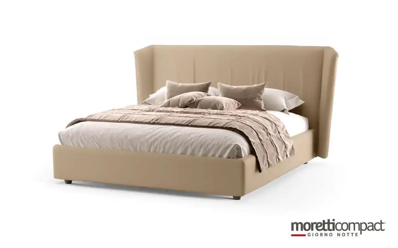 Letto imbottito Kaus Moretti Compact beige con testata a orecchie