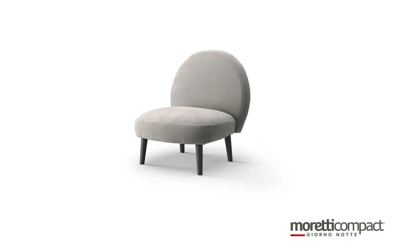 Poltroncina imbottita Moretti Compact grigia con schienale rotondo
