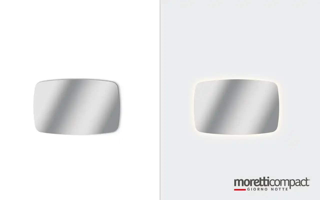 Specchiere sagomate Moretti Compact, senza e con retroilluminazione