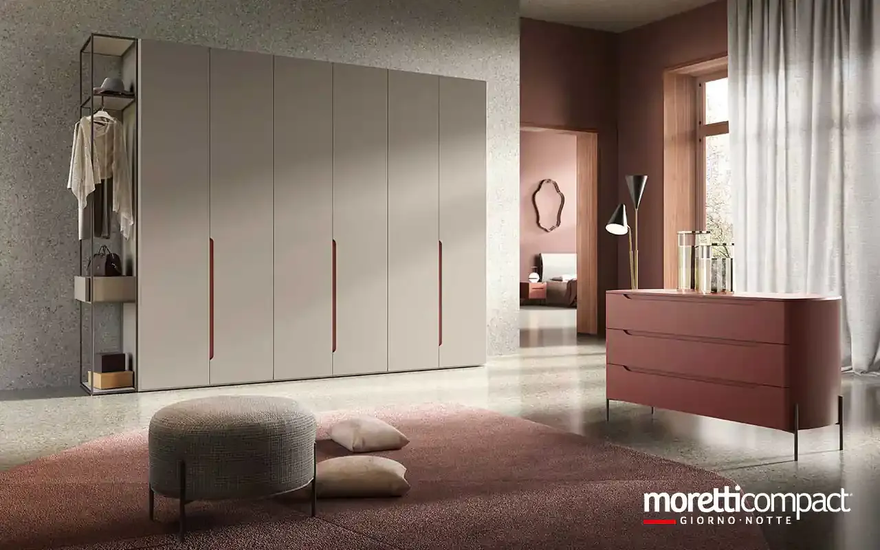Armadio battente Zenith B351 Moretti Compact perla con terminale a telaio