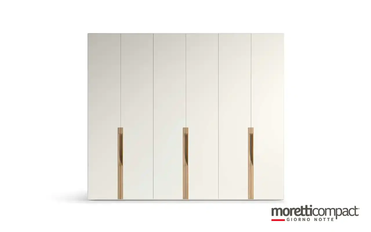 Armadio battente Zenith B358 Moretti Compact bianco con maniglie verticali in rovere