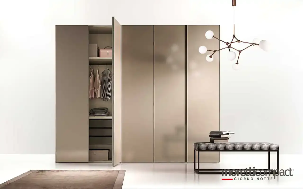 Armadio battente Zenith B374 Moretti Compact con ante a specchio bronzo