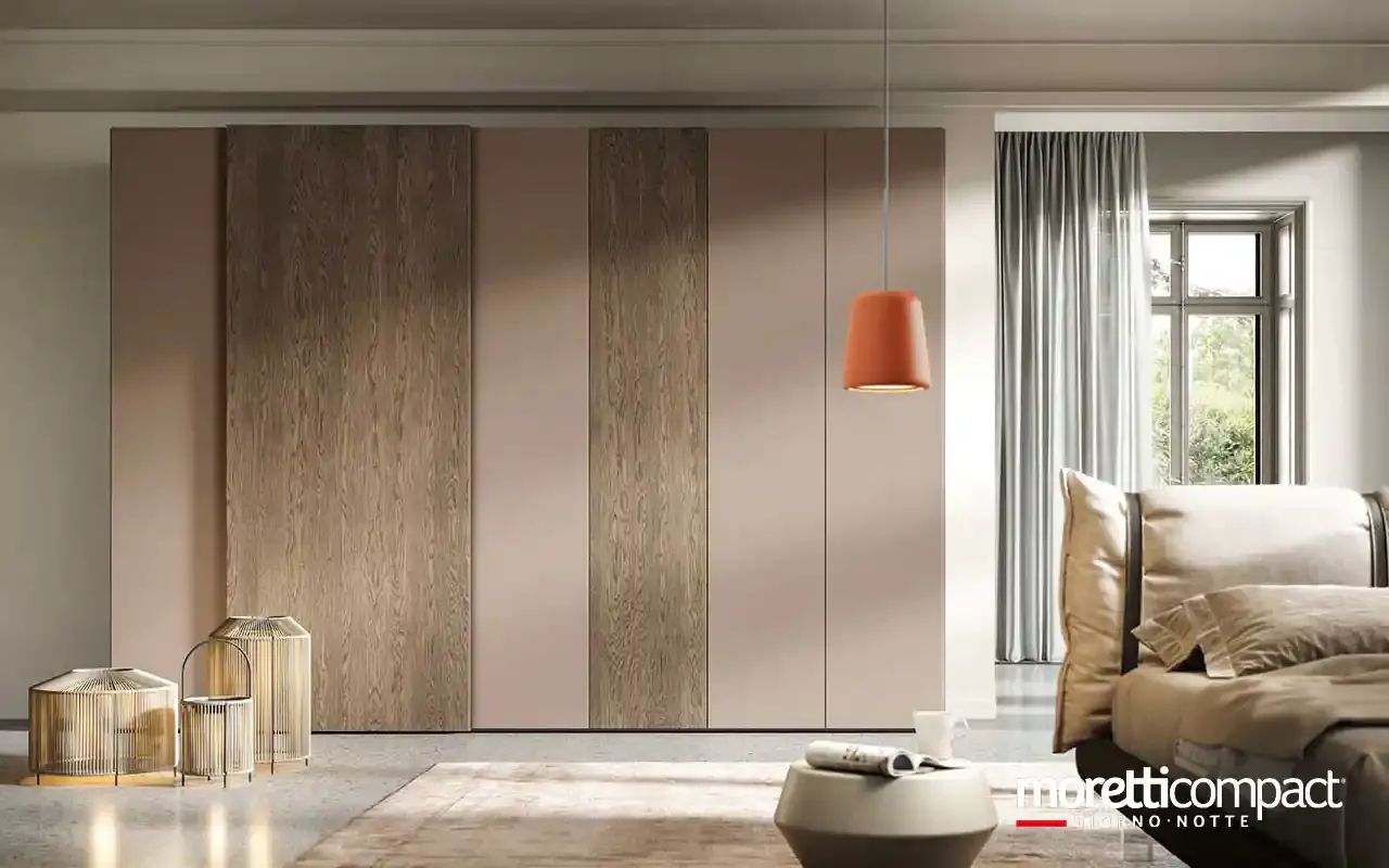 Armadio combinato Zenith C258 Moretti Compact in rovere Yuta e rosa Colorado