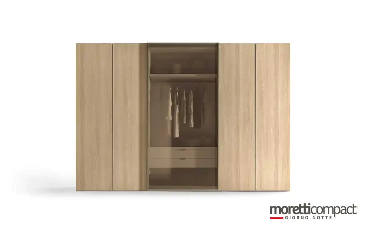 Armadio combinato Zenith C260 Moretti Compact in rovere con anta in vetro garzato