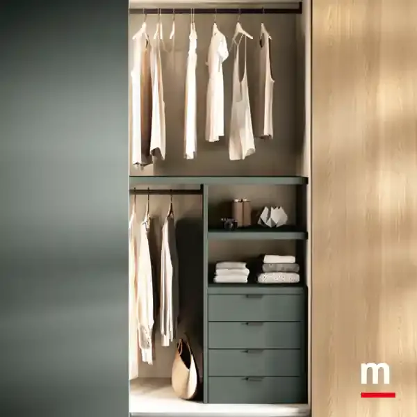 Armadio scorrevole Zenith S174 Moretti Compact interno attrezzato in rovere