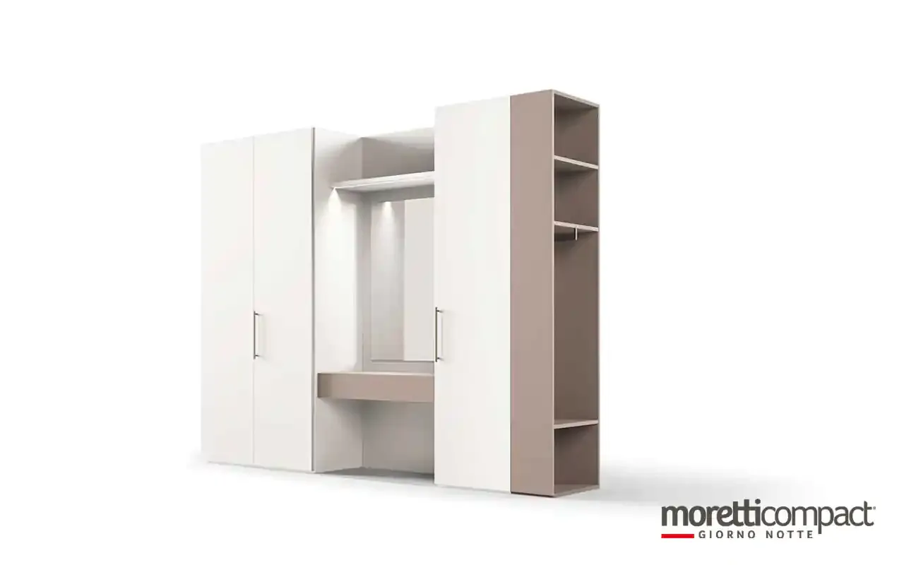 Armadio utility Zenith U452 Moretti Compact bianco con modulo specchio e terminale rosa
