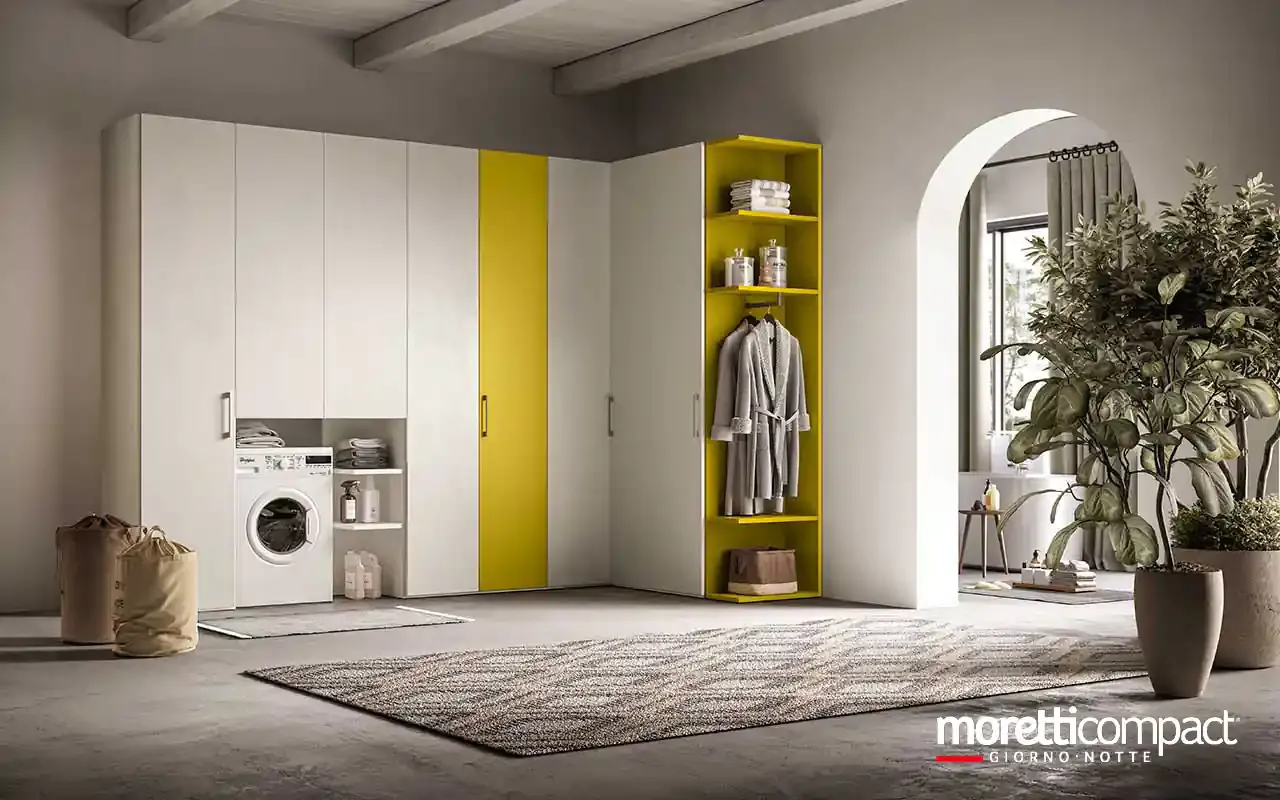 Armadio utility Zenith U464 Moretti Compact ad angolo con vano lavatrice