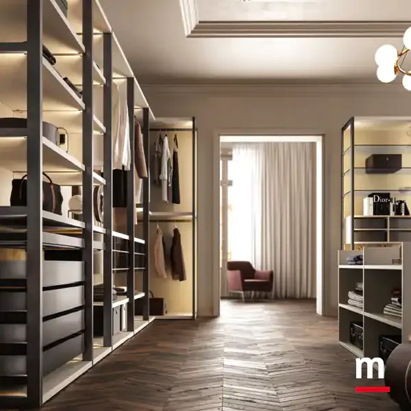 Cabina armadio telaio Omnia A124 Moretti Compact corridoio fra le spalle a telaio