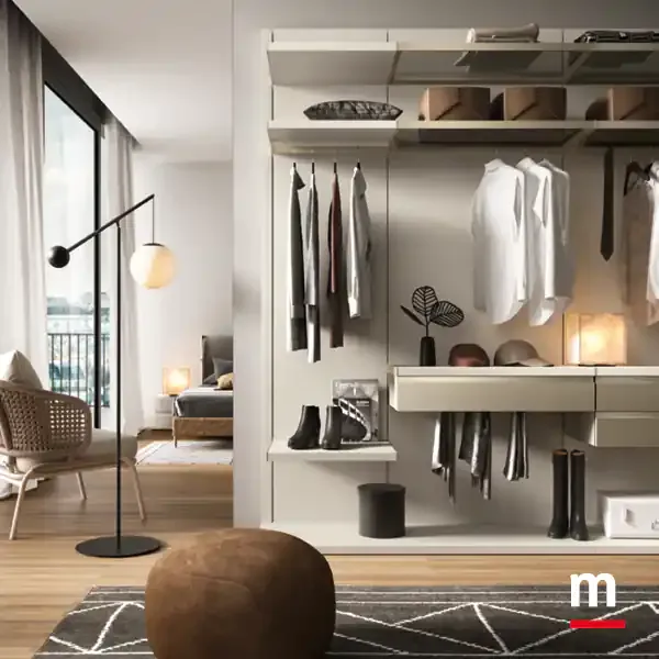 Cabina armadio a cremagliera Omnia G223 Moretti Compact ripiani e appendiabiti
