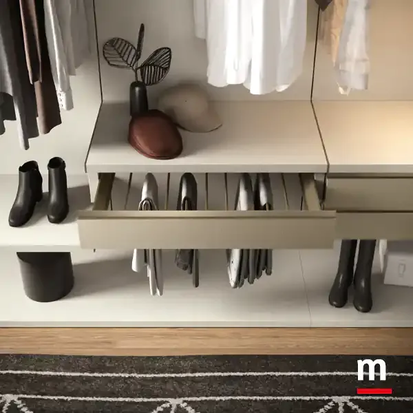 Cabina armadio a cremagliera Omnia G223 Moretti Compact cassetti e vassoio estraibile