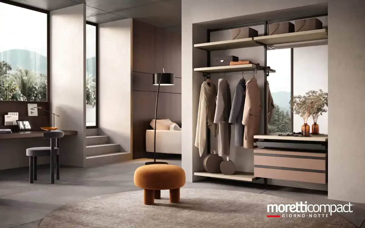 Cabina armadio sospesa Omnia O421 Moretti Compact per ingresso con specchio
