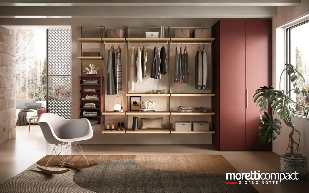 Cabina armadio sospesa Omnia O424 Moretti Compact con armadio porpora