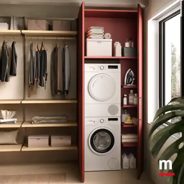 Cabina armadio sospesa Omnia O424 Moretti Compact armadio porpora con lavatrice