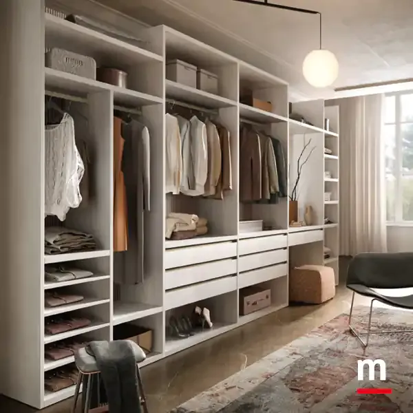 Cabina armadio a moduli Omnia T521 Moretti Compact moduli con appendiabiti e cassetti