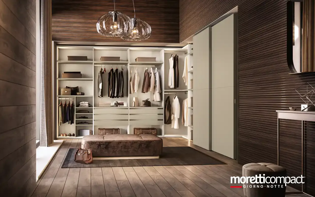 Cabina armadio a moduli Omnia T522 Moretti Compact ad angolo con armadio