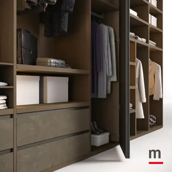 Cabina armadio a moduli Omnia T523 Moretti Compact anta a specchio fumé
