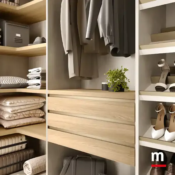Cabina armadio a moduli Omnia T524 Moretti Compact cassetti in rovere miele