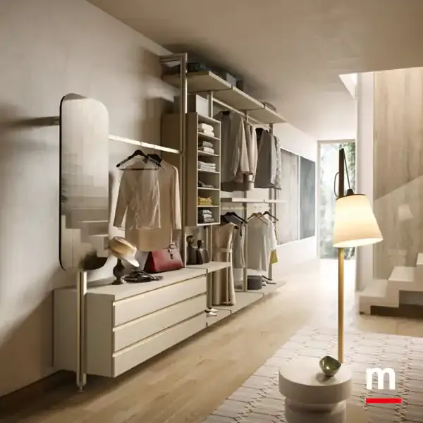 Cabina armadio con montanti Omnia V324 Moretti Compact specchio e appendiabiti