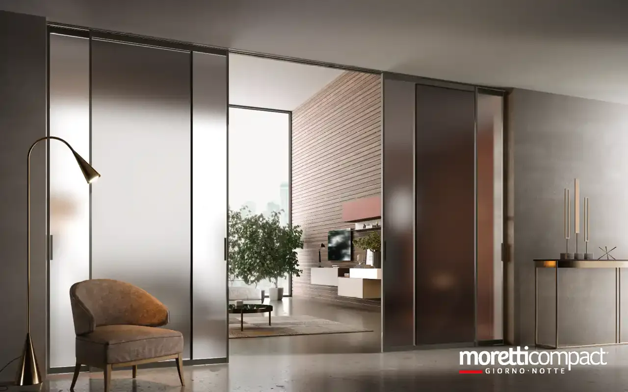 Portale Omnia P624 Moretti Compact in vetro sabbiato