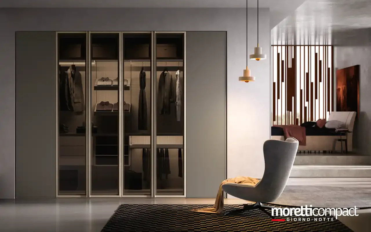 Portale Omnia P627 Moretti Compact a soffietto in vetro