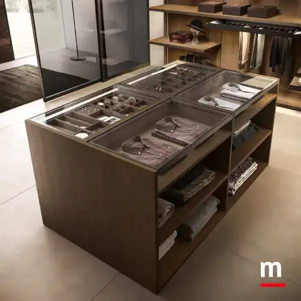 Isola Omnia I725 Moretti Compact con vani e top in vetro