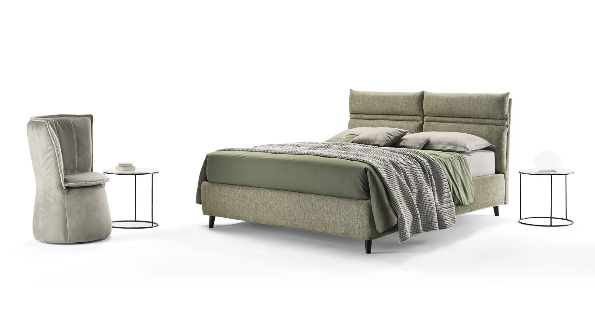 Letto Linus Rosini verde con poltroncina