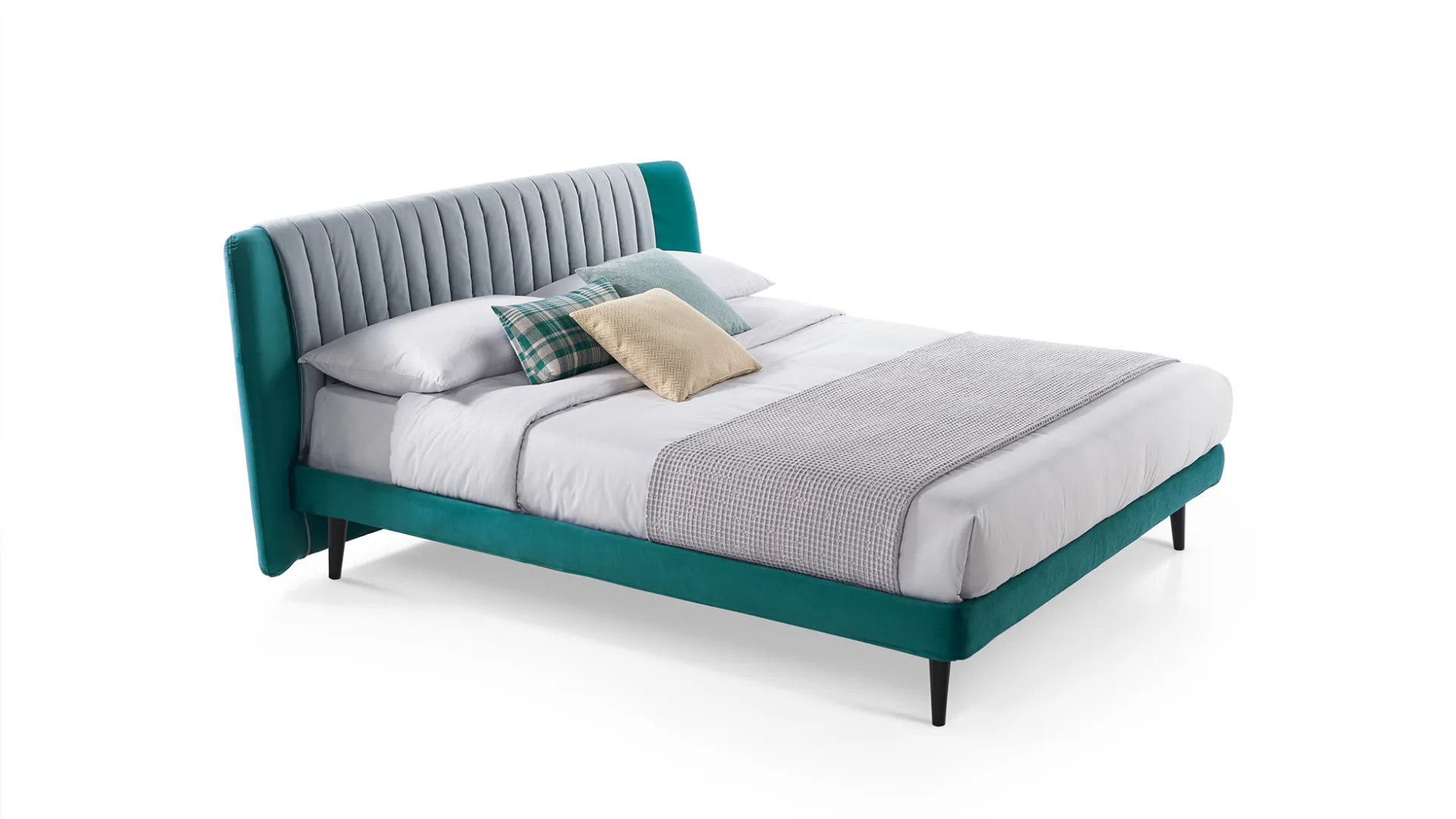 Letto Dafne Rosini verde petrolio su fondo bianco