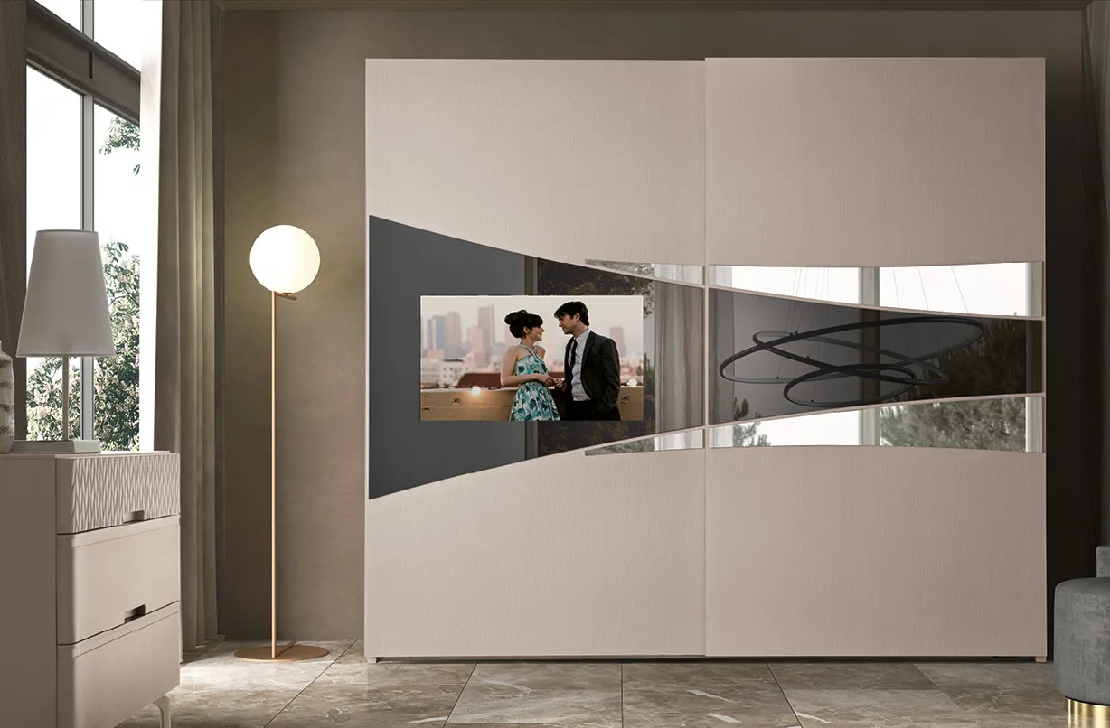 Armadio Ciak RTL Mobili con TV integrata nella fascia a specchio