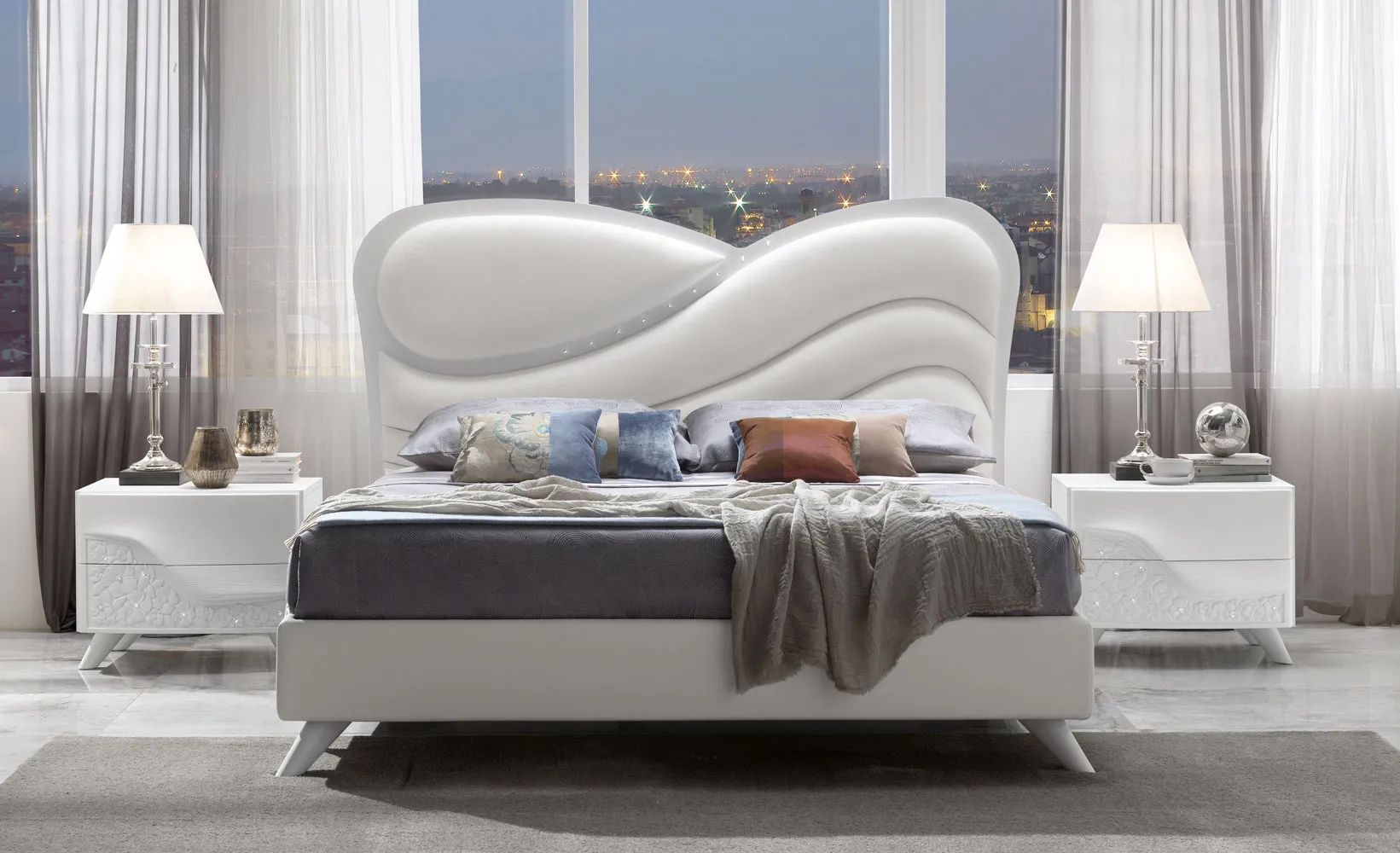 Letto Sogno della camera Incanto RTL Mobili con doppia imbottitura bianca