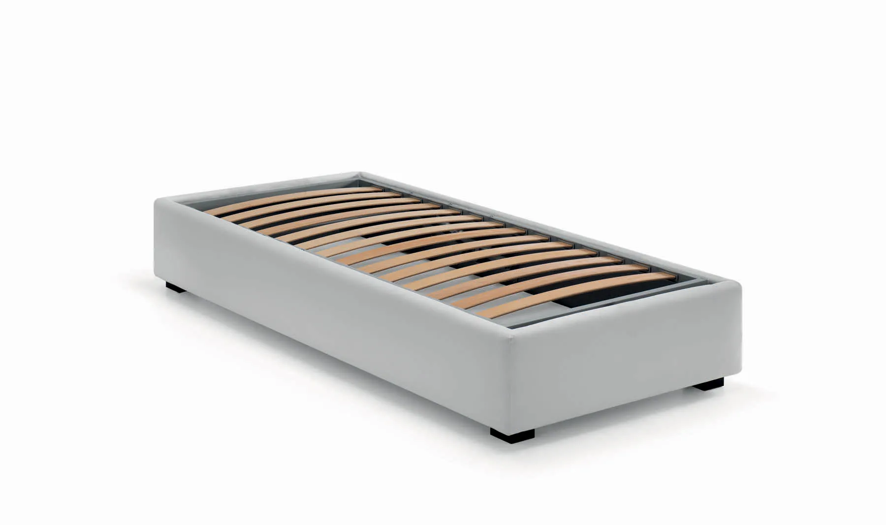 Base Sommier Samoa singola bianca con rete a doghe in legno, senza materasso