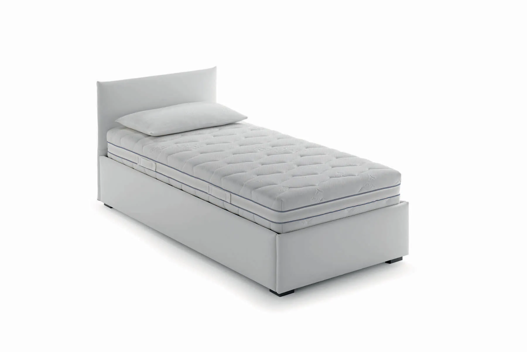 Base letto Sommier Sottosopra Samoa bianca singola con materasso e testiera sottile