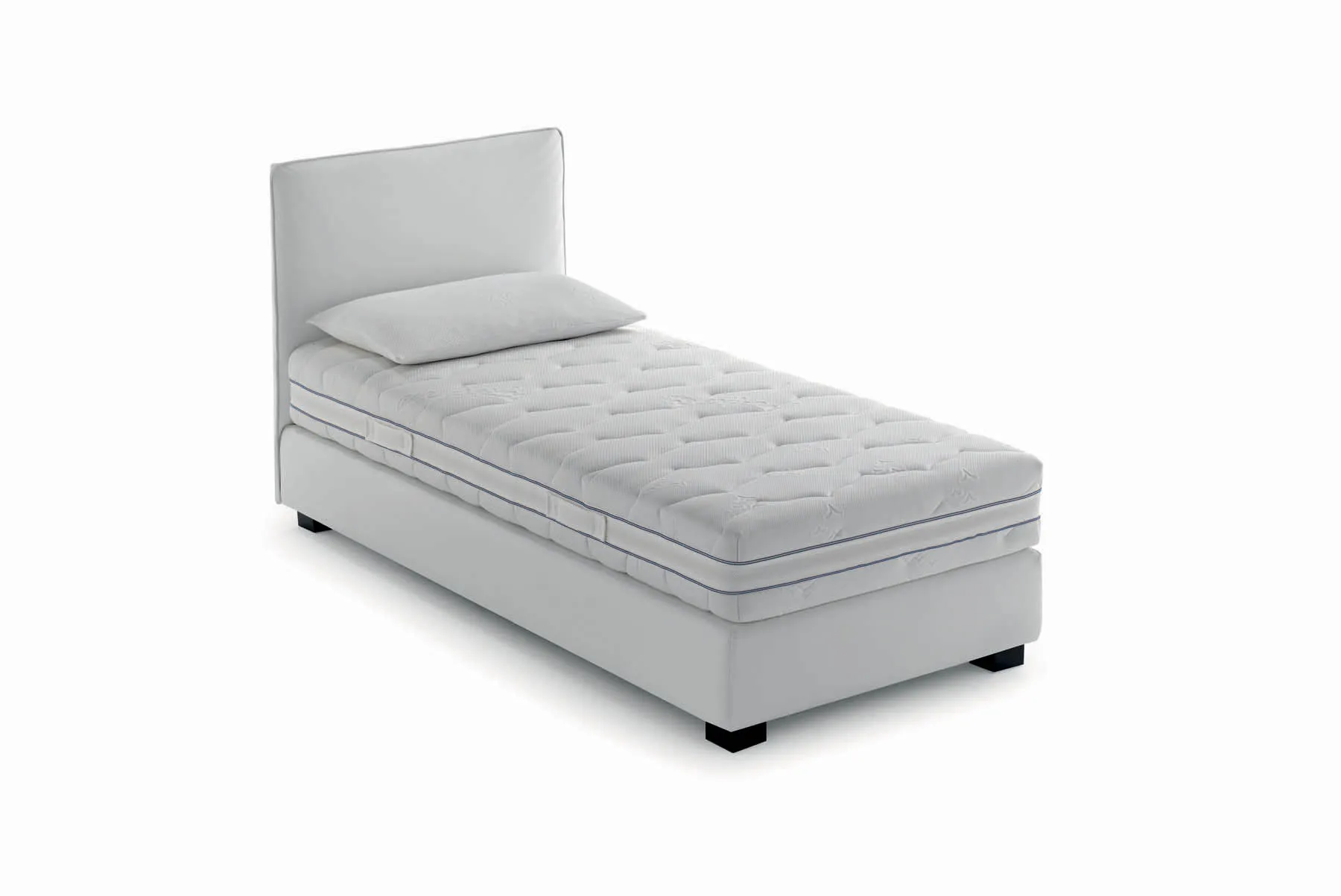 Base letto Sommier Filo con rete Samoa singola bianca con materasso e testiera sottile