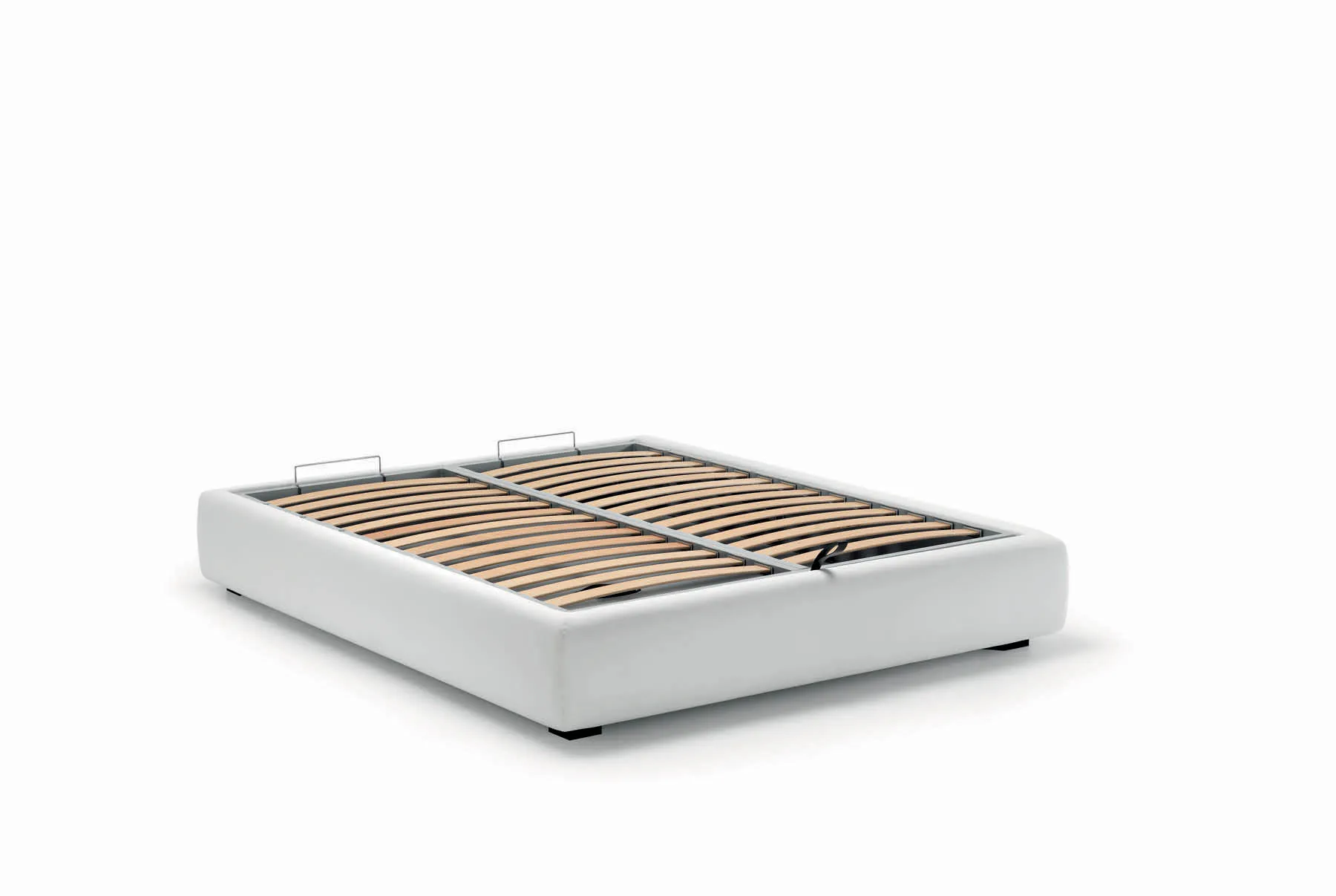 Sommier bianco chiuso con il sistema alzarete Pivot Samoa e le maniglie in vista