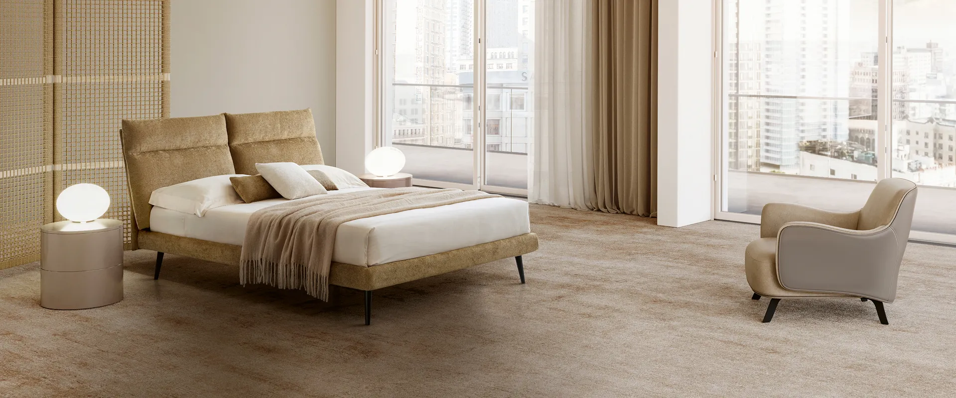 Letto imbottito Accordo San Lorenzo in camera ambientata