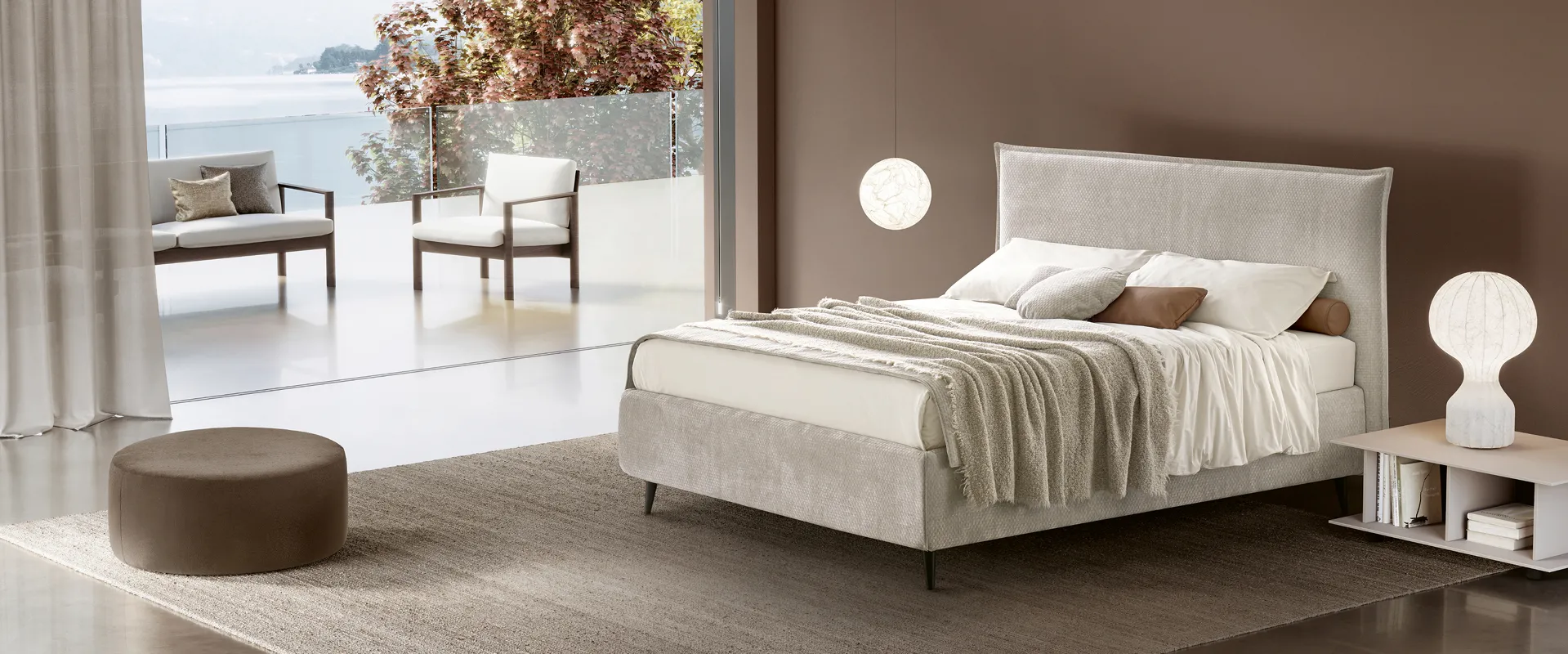 Letto imbottito Essenza San Lorenzo in camera ambientata
