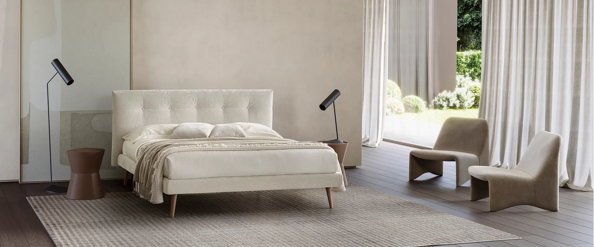 Letto imbottito Istante San Lorenzo in camera ambientata