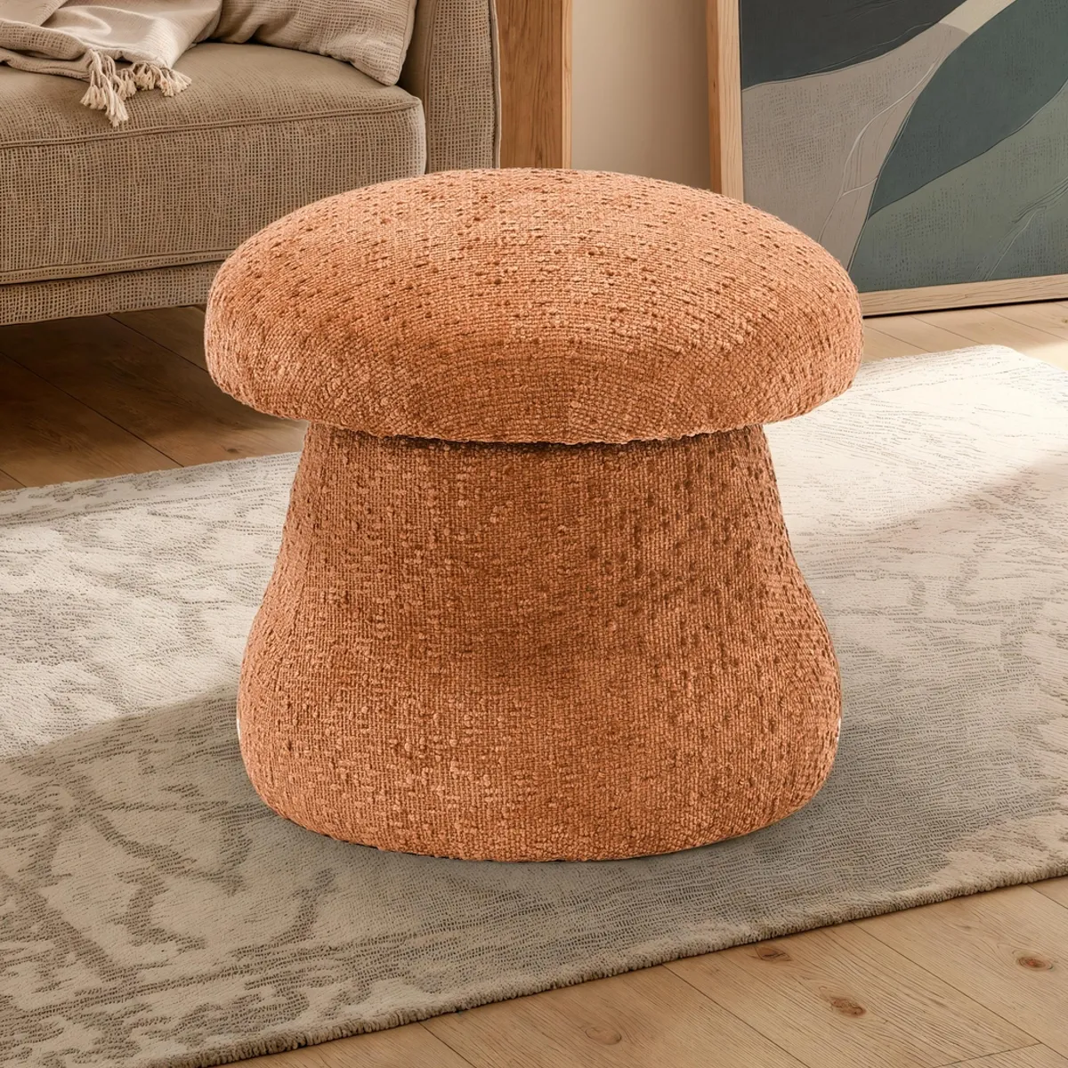 Pouf girevole Taty Light Brown Tomasucci in tessuto marrone chiaro