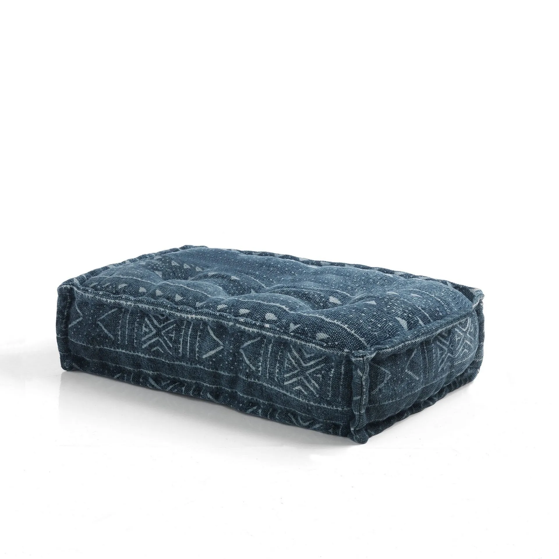 Pouf rettangolare Yara Blue Tomasucci in cotone con decori blu