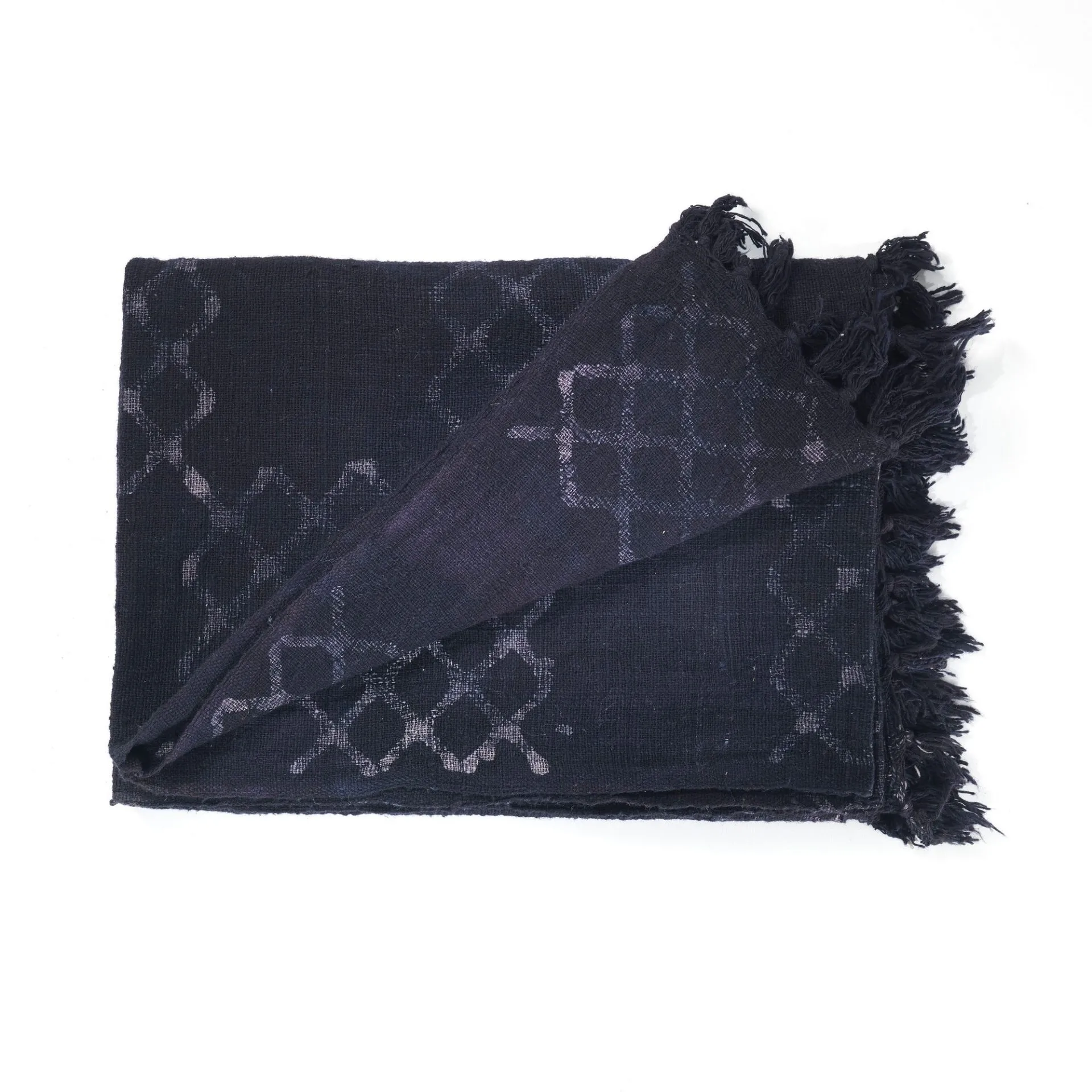 Coperta Yara Black Tomasucci in cotone nero con nappe