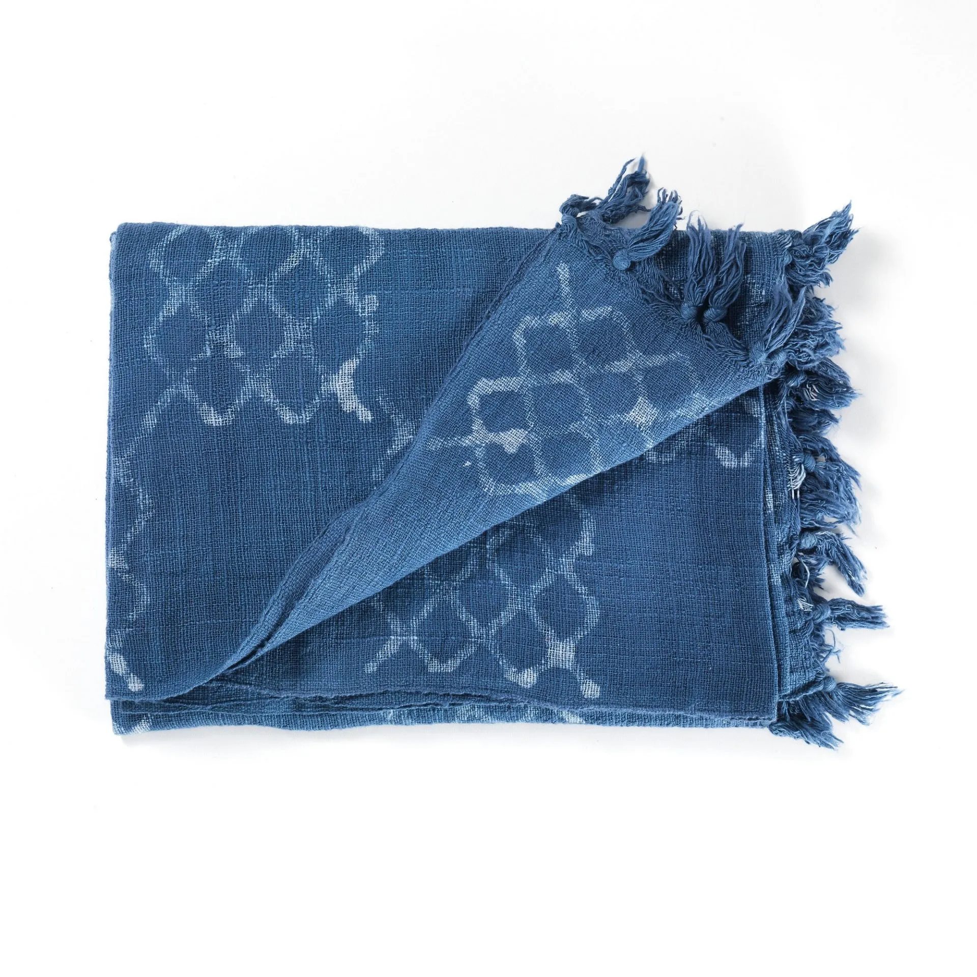Coperta Yara Light Blue Tomasucci in cotone azzurro con nappe