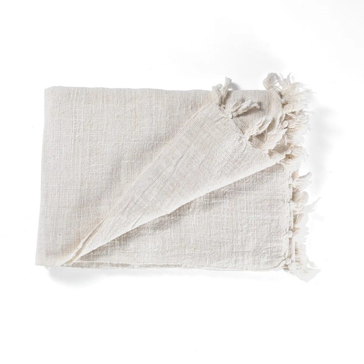 Coperta Yara White Tomasucci in cotone bianco piegata