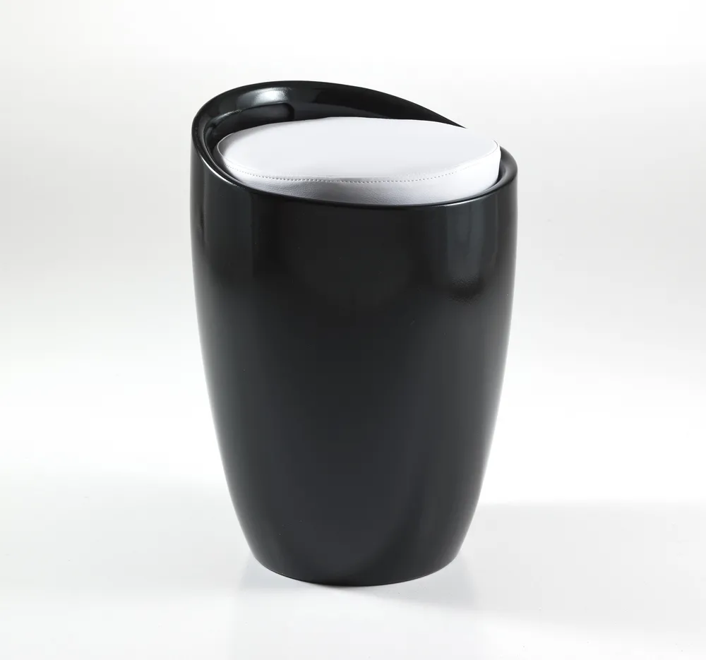 Pouf contenitore Pillow Black Tomasucci nero lucido con cuscino bianco